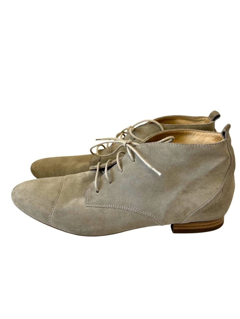 Paul Green Austria Women's Ankle Boots 8.5 Beige Suede Tara Lace Up Minimalist